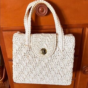 Vintage 1950s/60s Woven Raffia straw handbag